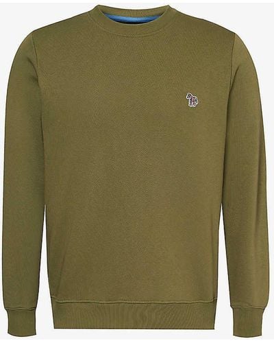 PS by Paul Smith Zebra Brand-embroidered Cotton-jersey Sweatshirt X - Green
