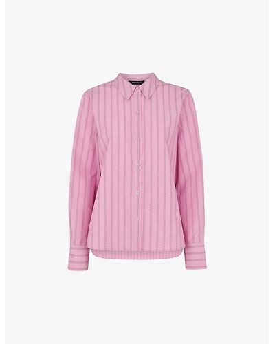 Whistles Relaxed-fit Striped Cotton-blend Shirt - Pink
