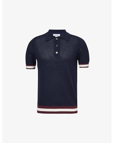 CHE Vy Quinn Stripe-trimmed Cotton-knit Polo Shirt - Blue