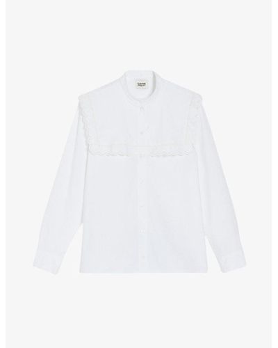 Claudie Pierlot Calia Lace-trim Cotton Shirt - White