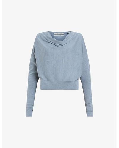 AllSaints Ridley Cropped Wool Sweater - Blue