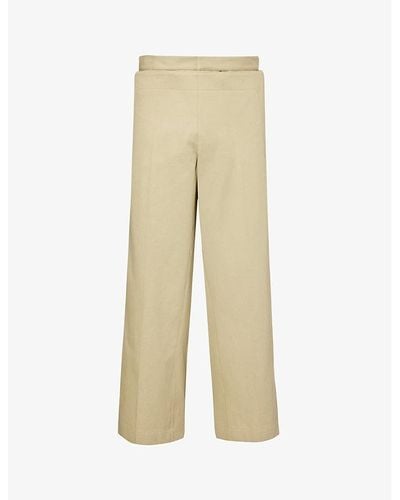 Bottega Veneta Sailor Pressed-crease Wide-leg Mid-rise Cotton Pants - Natural