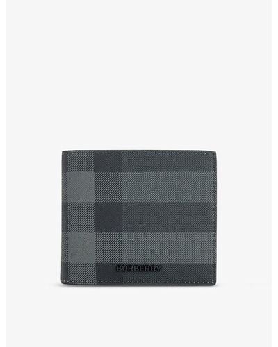 Burberry Check-pattern Coated-canvas Wallet - Grey