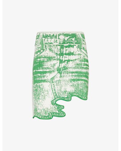 Ph5 Alani Uv- Graphic-pattern Knitted Mini Skirt - Green