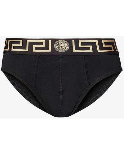 Versace Logo-waistband Pack Of Two Stretch-cotton Briefs X - Black