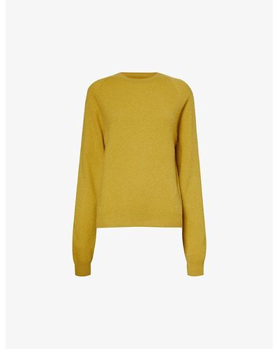 Frenckenberger Round-neck Brushed-texture Cashmere Knitted Sweater - Yellow