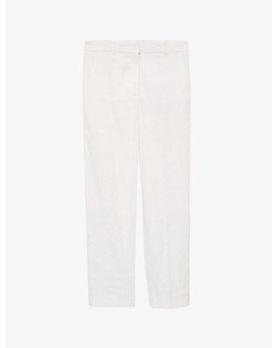 JOSEPH Trina Straight-leg Mid-rise Stretch Linen-blend Trousers - White