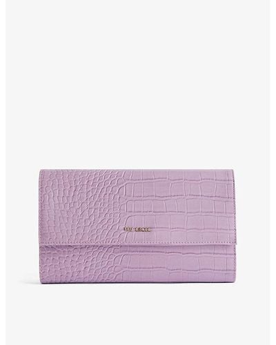 Ted Baker Abbiiss Croc-effect Faux-leather Travel Wallet - Purple