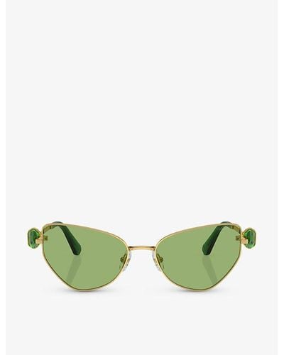 Swarovski Sk7003 Irregular-frame Metal Sunglasses - Green