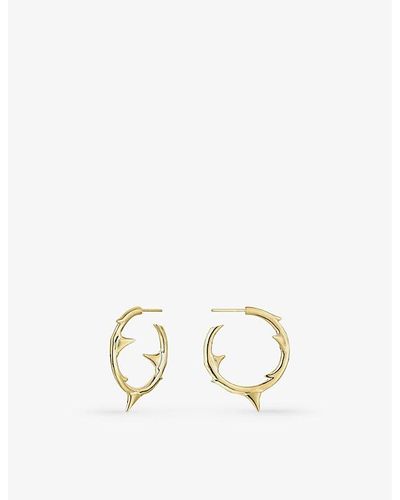 Shaun Leane Rose Thorn Yellow Gold-plated Vermeil Sterling-silver Hoop Earrings - White