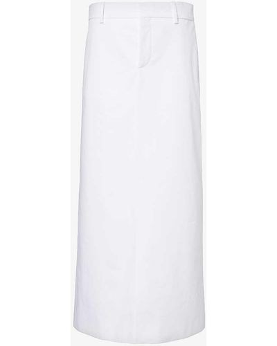 Valentino Garavani High-rise Slim-fit Cotton Midi Skirt - White