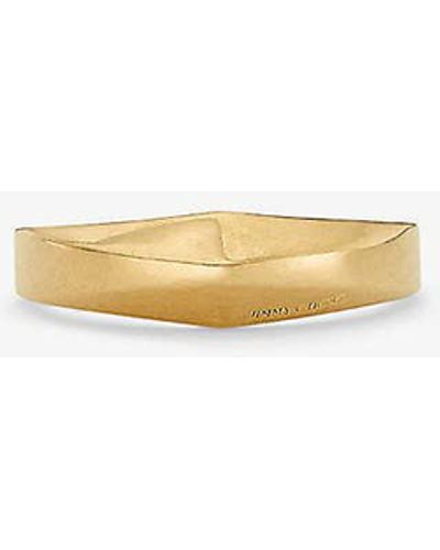 Jimmy Choo Diamond Logo-embellished -tone Brass Signet Ring - Metallic
