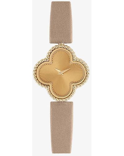 Van Cleef & Arpels Sweet Alhambra Yellow-gold And Leather Watch - Natural