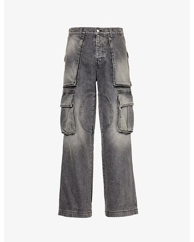NAHMIAS Cargo-pocket Straight-leg Mid-rise Jeans - Gray
