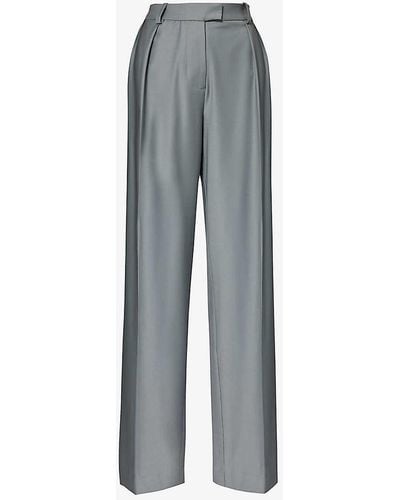 16Arlington Alix Wide-leg High-rise Stretch-wool Blend Trousers - Grey
