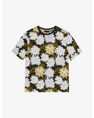 Ted Baker Col Florid Floral-print Short-sleeve Cotton T-shirt - Multicolor