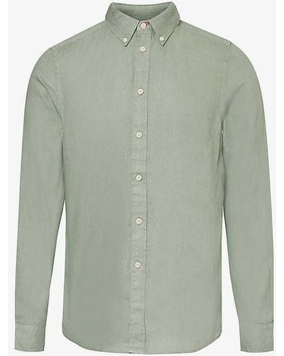 PS by Paul Smith Button-down Collar Linen Shirt - Green