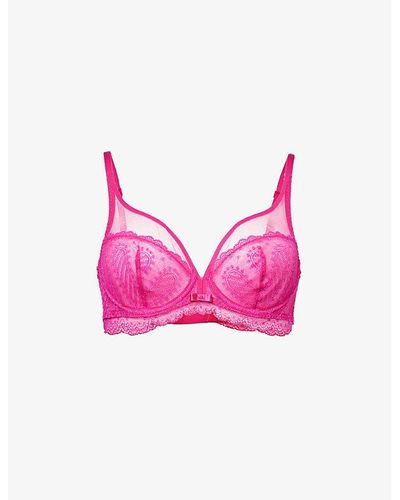 Simone Perele Canopee Plunge-cup Stretch-lace Bra - Pink