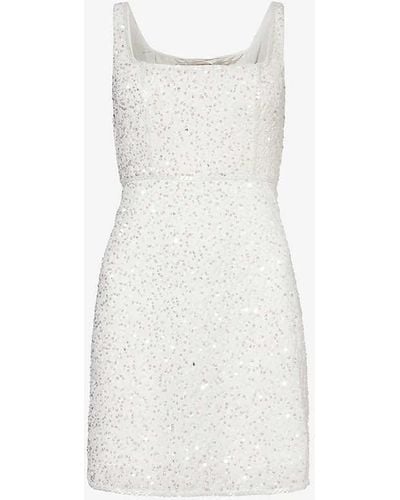 RIXO London Ronan Sequin-embellished Woven Mini Dress - White