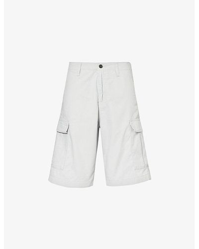 Carhartt Logo-patch Regular-fit Cotton Cargo Shorts - White