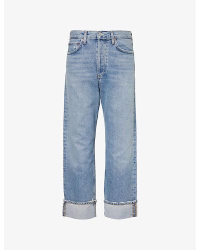 Agolde Fran Straight-leg Low-rise Recycled-cotton Denim Jean - Blue