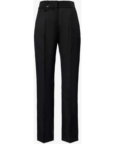 Jacquemus Le Pantalon Tibau Straight-leg High-rise Wool Trousers - Black