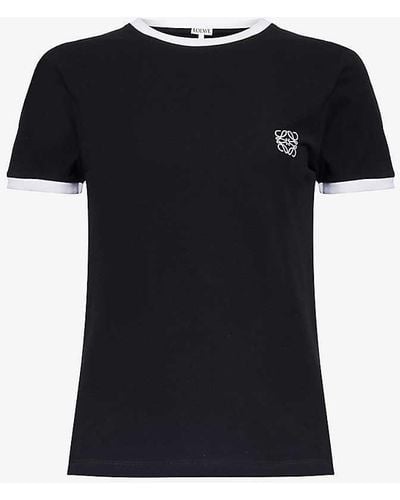 Loewe Anagram-embroidered Contrast-edge Cotton-jersey T-shirt - Black
