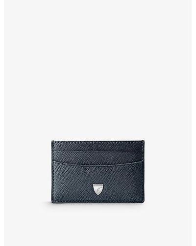 Aspinal of London Slim Saffiano-leather Credit Card Holder - Blue
