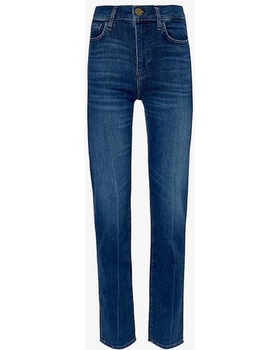 FRAME Le High Straight-leg High-rise Stretch-denim Jeans - Blue