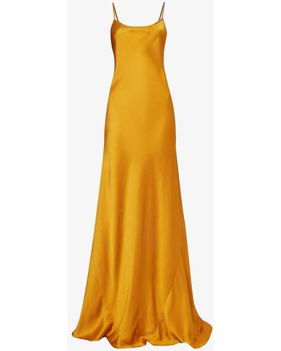 Victoria Beckham V-back Satin Camisole Maxi Dress - Yellow