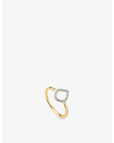 Monica Vinader Riva Mini Kite 18ct -plated Vermeil Sterling-silver And 0.025ct Diamond Ring - White