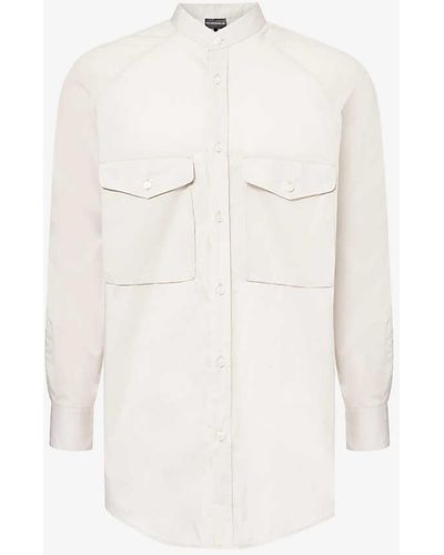 Emporio Armani Curved-hem Regular-fit Cotton-poplin Shirt Xx - White