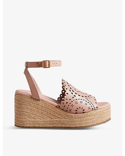 Ted Baker Pinky Laser-cut Leather Wedge Sandals