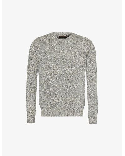 Oscar Jacobson Round-neck Flecked Cotton-blend Sweater X - Gray