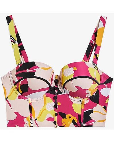 Ted Baker Margieh Abstract-print Balconette Bikini Top - Pink