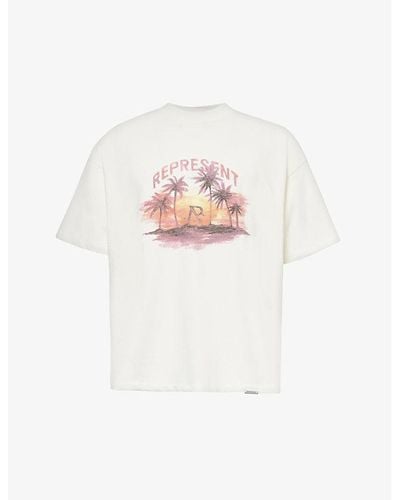 Represent Sunset Branded-print Cotton-jersey T-shirt X - White