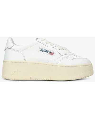 Autry Medalist Platform Leather Low-top Trainers - White