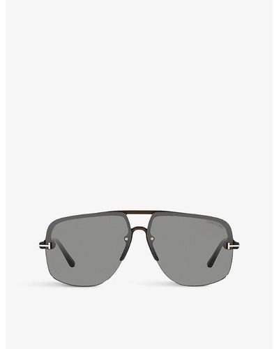Tom Ford Ft1003 Hugo Aviator-frame Acetate Sunglasses - Grey