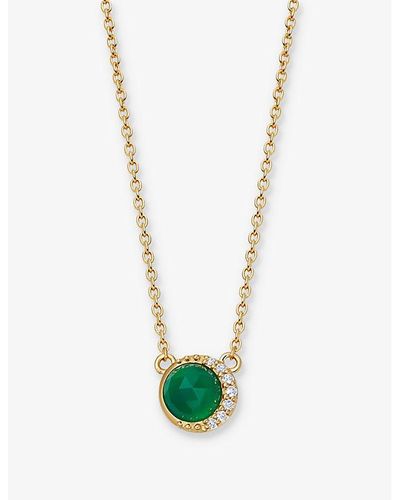Astley Clarke Luna 18ct Yellow Gold-plated Vermeil Sterling-silver And Chalcedony Pendant Necklace - White