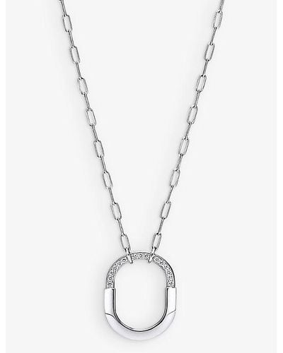 Tiffany & Co. Tiffany Lock 18ct White-gold And 0.33ct Round-brilliant Diamond Pendant Necklace - Metallic