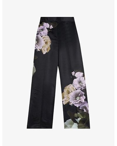 Ted Baker Nayaat High-rise Floral-print Woven Pants - Blue