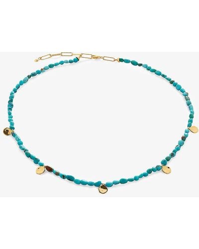 Monica Vinader Rio Mini 18ct -plated Vermeil Sterling-silver And Turquoise Beaded Bracelet - Metallic