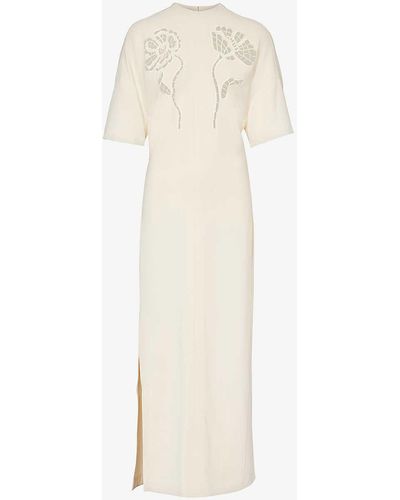 Stella McCartney Broderie-panel Cut-out Stretch-woven Maxi Dress - White