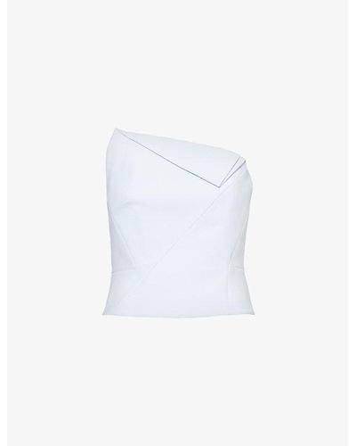 Roland Mouret Asymmetric Paneled Stretch-woven Top - White