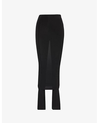 Alaïa Slim-fit Semi-sheer Stretch-woven Midi Skirt - Black