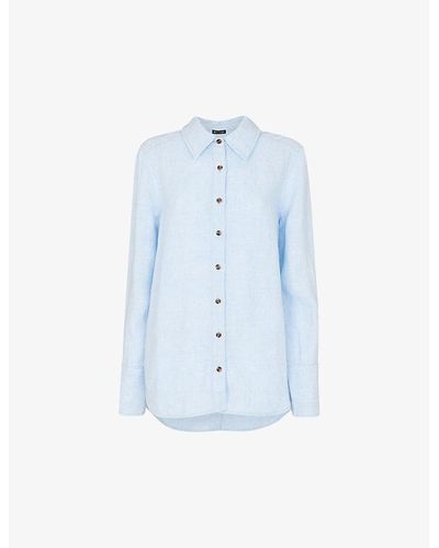 Whistles Relaxed-fit Long-sleeved Linen Shirt - Blue