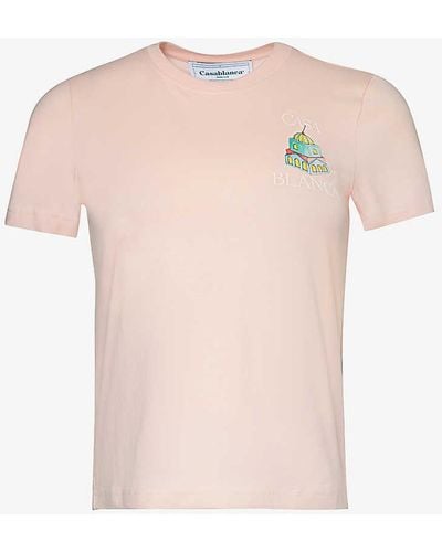 Casablancabrand Memphis Brand-print Organic Cotton-jersey T-shirt - Pink