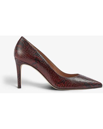 LK Bennett Floret Snake-embossed Heeled Leather Court Shoes - Brown