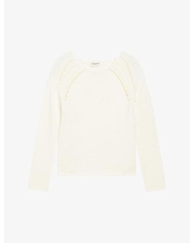 Claudie Pierlot Open-knit Cotton-blend Sweater - White