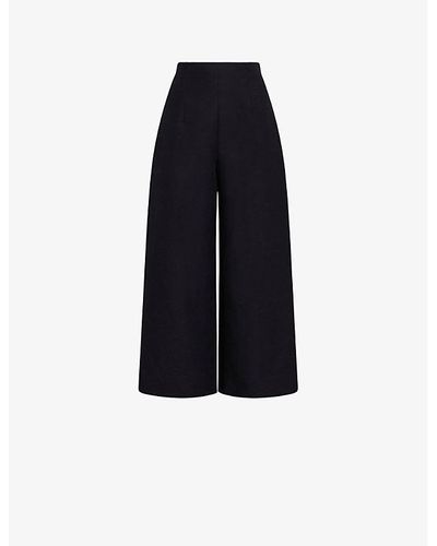 Marni Cropped Wide-leg High-rise Cotton Pants - Black